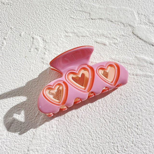 HAIR CLAW CLIP - PINK HEARTS