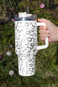 Purple 304 Leopard Stainless Double Insulated Tumbler Mug with Handle