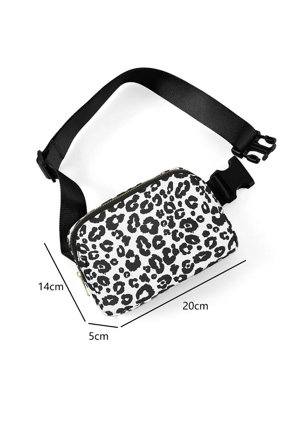 Purple 20*5*14cm Leopard Print Buckle Canvas Waist Pack Belt Bag