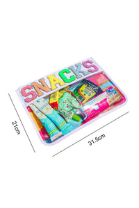 Pink SNACKS Chenille Letters Zipped Clear Pouch