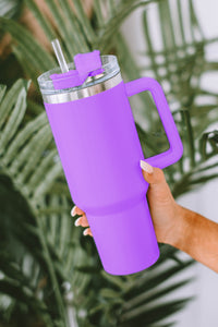 Purple 304 Stainless Steel Insulated Tumbler Mug With Straw