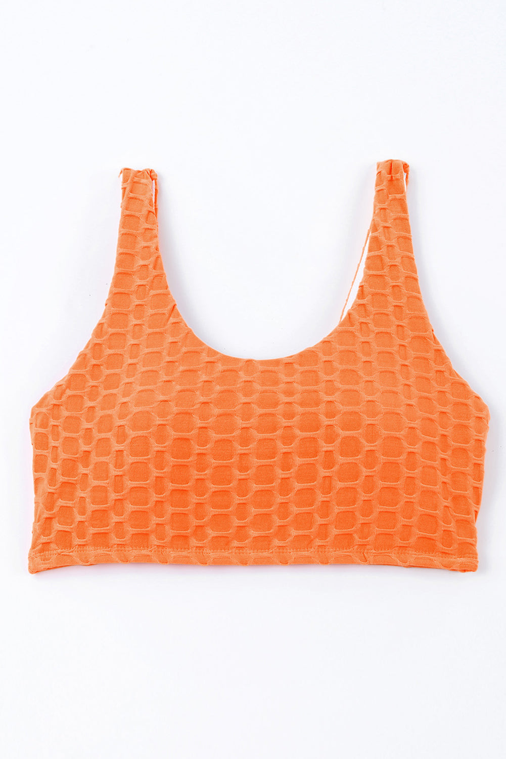 Orange Honeycomb Textured Bikini Top