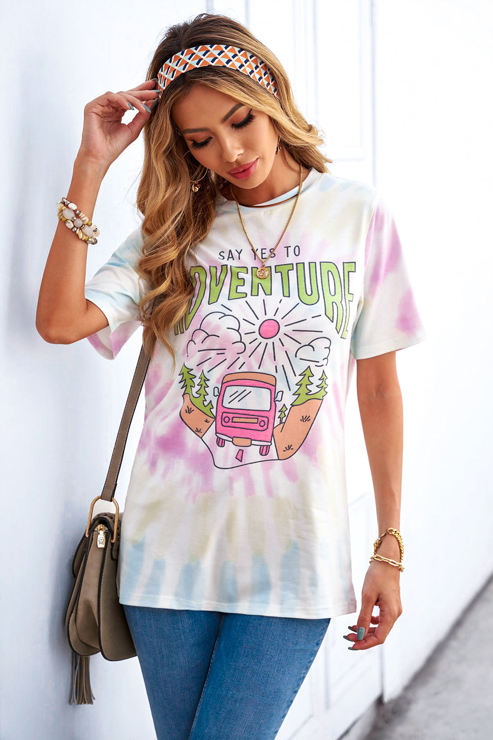 SAY YES TO ADVENTURE Short Sleeve Tie Dye Graphic Tee