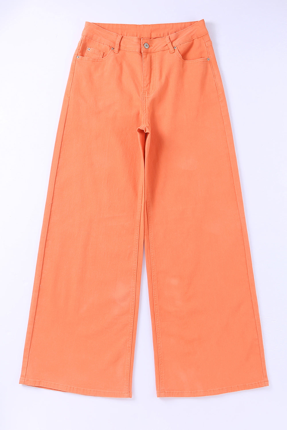 Orange Acid Wash Casual High Waist Wide Leg Jeans