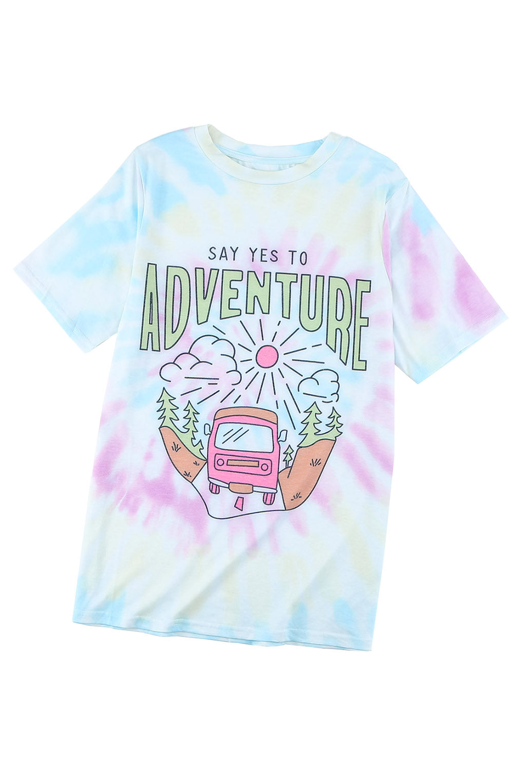 SAY YES TO ADVENTURE Short Sleeve Tie Dye Graphic Tee