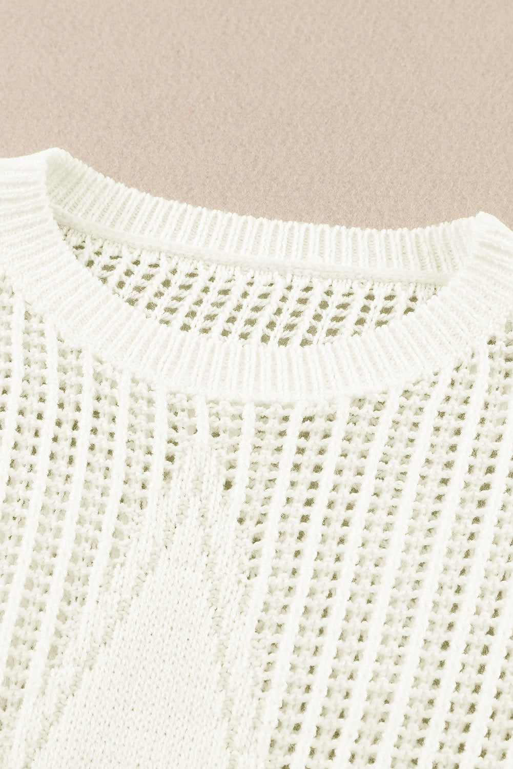 White Star Pattern Lightweight Hollow Knit Sweater