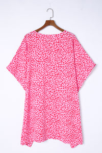 Khaki Casual Leopard Print Keyhole Short Sleeve Dress