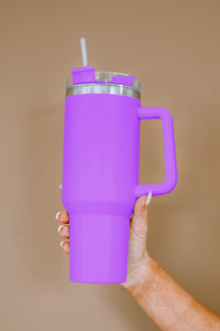 Purple 304 Stainless Steel Insulated Tumbler Mug With Straw