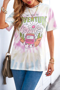 SAY YES TO ADVENTURE Short Sleeve Tie Dye Graphic Tee