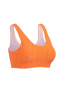 Orange Honeycomb Textured Bikini Top