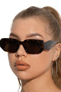 Irregular Retro Leopard Square Frame Sunglasses