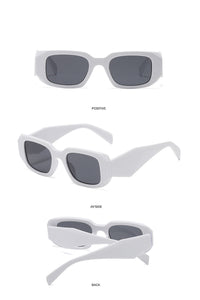 White Large Square Frame UV Protection Sunglasses