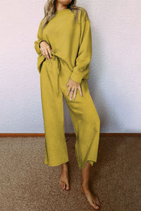 Apricot Textured Loose Slouchy Long Sleeve Top and Pants Set