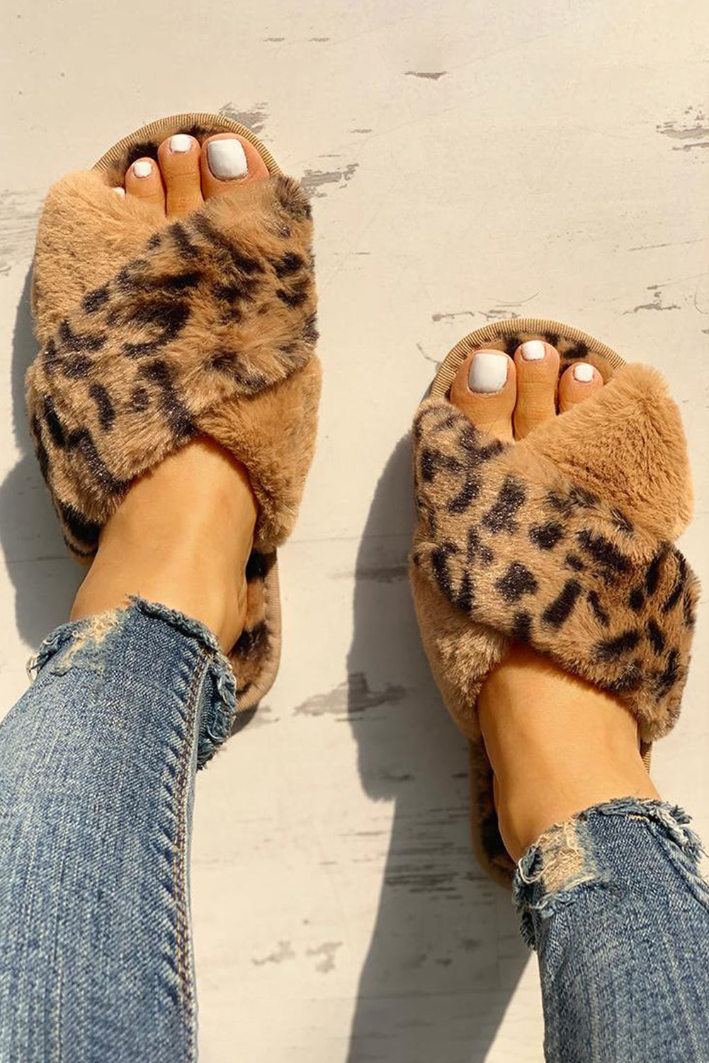Leopard sales fur slides