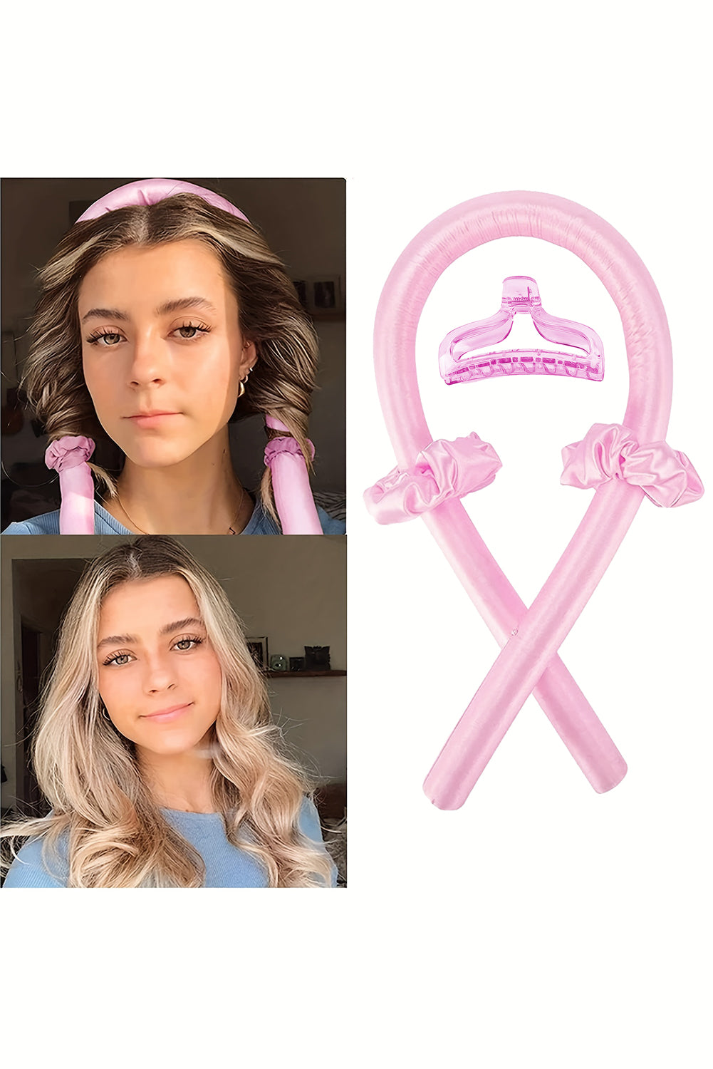 Pink Sponge Heatless Hair Curler Headband