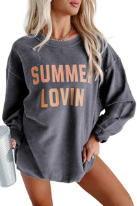Gray SUMMER LOVIN Graphic Textured Pullover Sweatshirt