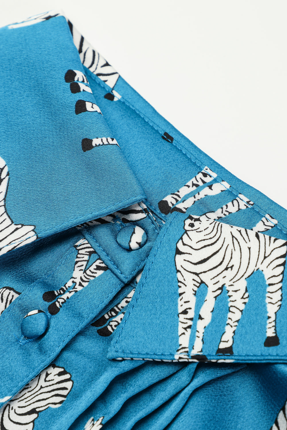 Blue Zebra Print Ruched Babydoll Dress