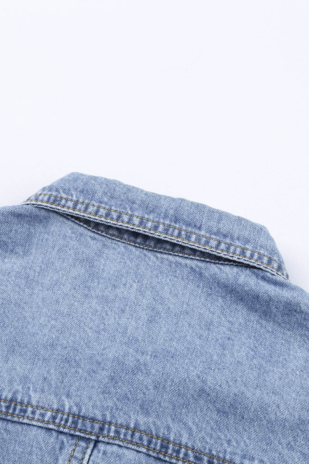 Light Blue Ripped Raw Hem Casual Button Up Denim Shacket