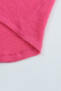 Hot Pink Pocket Buttons Front Waffle Knit Shacket