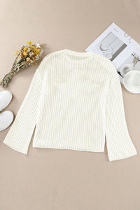 White Star Pattern Lightweight Hollow Knit Sweater