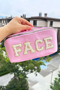 Pirouette Fuzzy FACE Graphic Zipper Portable Makeup Bag