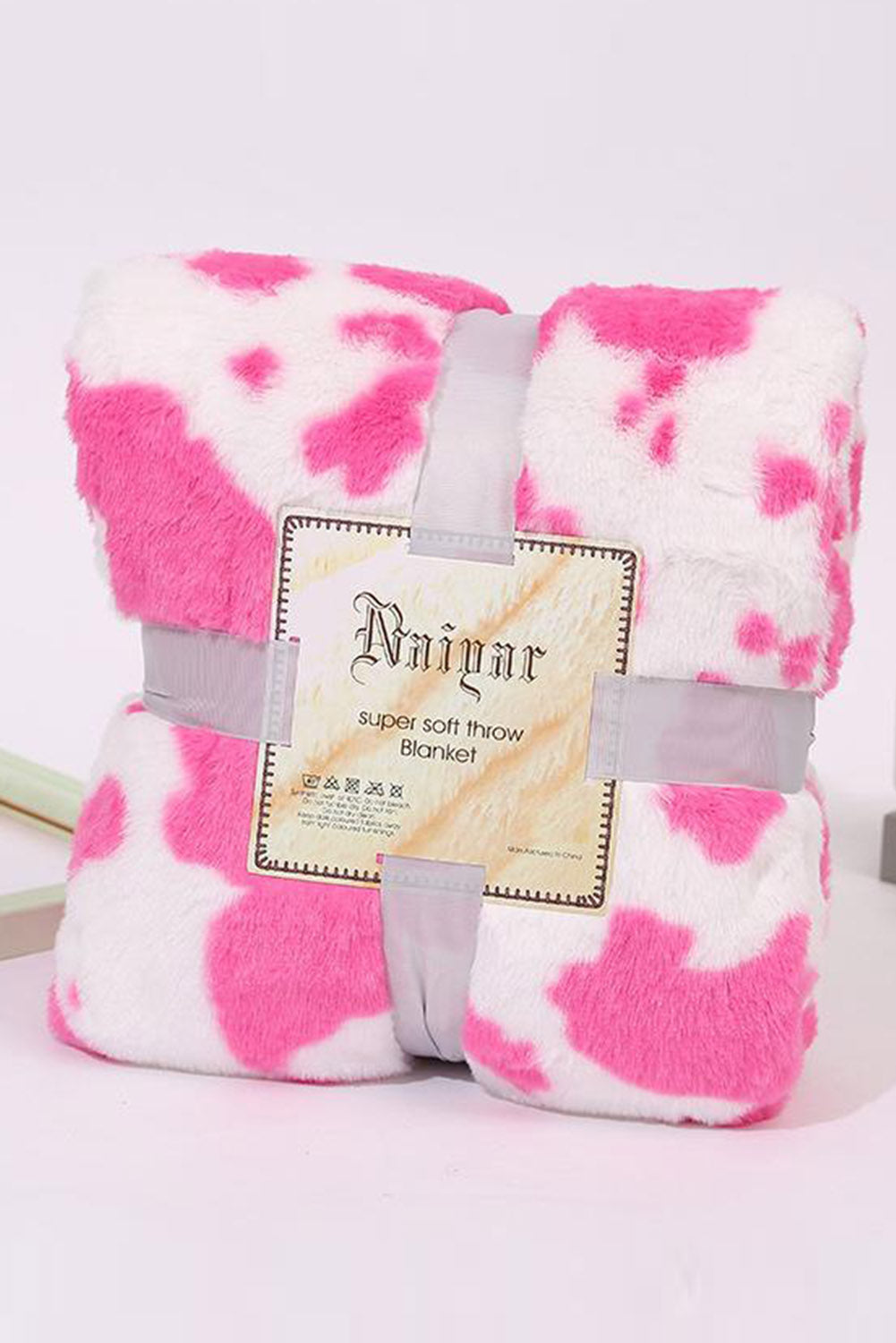 Dark Pink 75x100cm Animal Spot Print Flannel Blanket