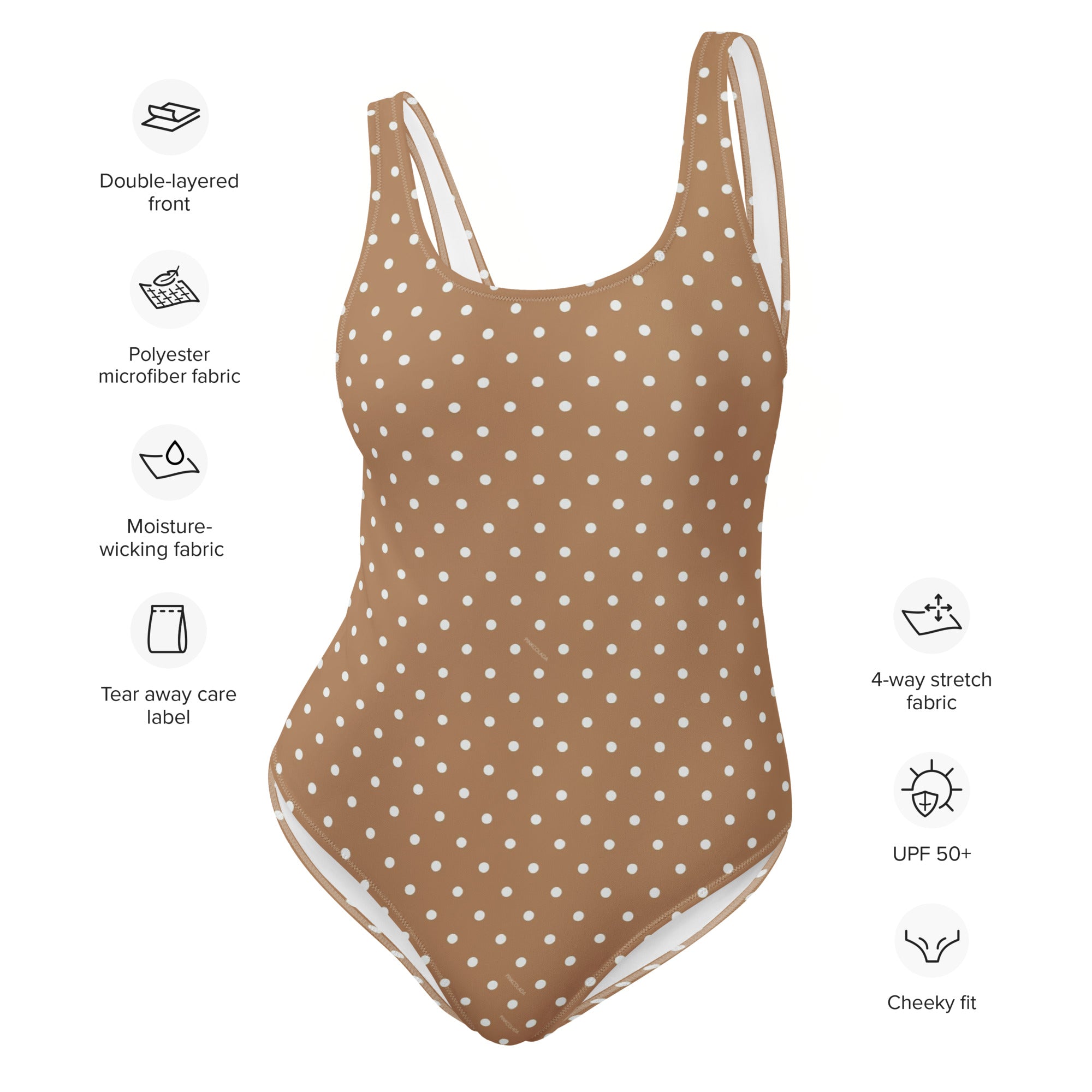 FLORIDA ECO ONE PIECE SWIMSUIT - BROWN POLKA DOTS – PINKCOLADA