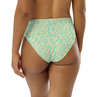 MIAMI ECO HIGH WAISTED BIKINI BOTTOM - GARDEN PARTY SKY BLUE FLORALS