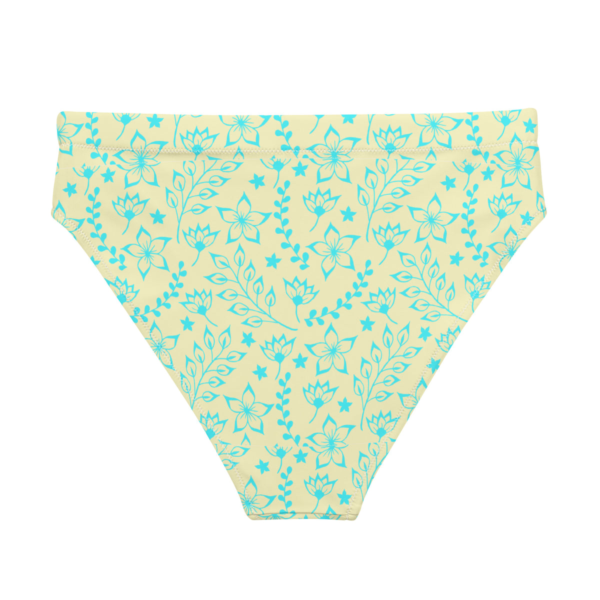 MIAMI ECO HIGH WAISTED BIKINI BOTTOM - GARDEN PARTY SKY BLUE FLORALS