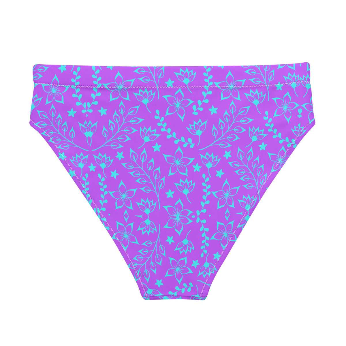 MIAMI ECO HIGH WAISTED BIKINI BOTTOM - GARDEN PARTY PURPLE