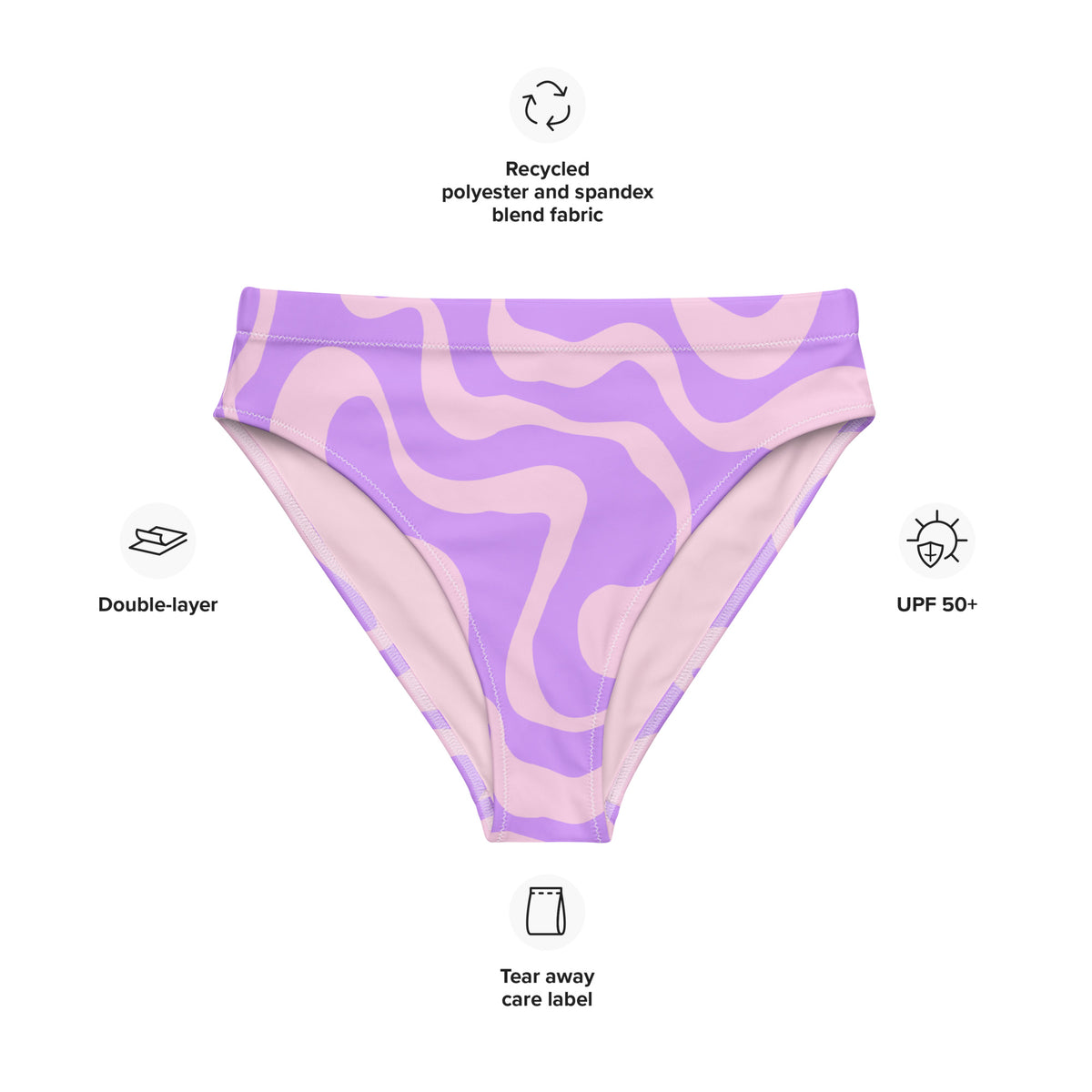 MIAMI ECO HIGH WAISTED BIKINI BOTTOM | PINK SWIRL