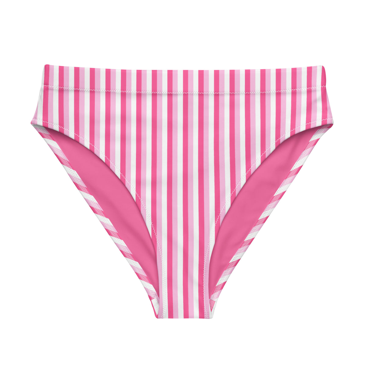 MIAMI ECO HIGH WAISTED BIKINI BOTTOM - PINK STRIPES