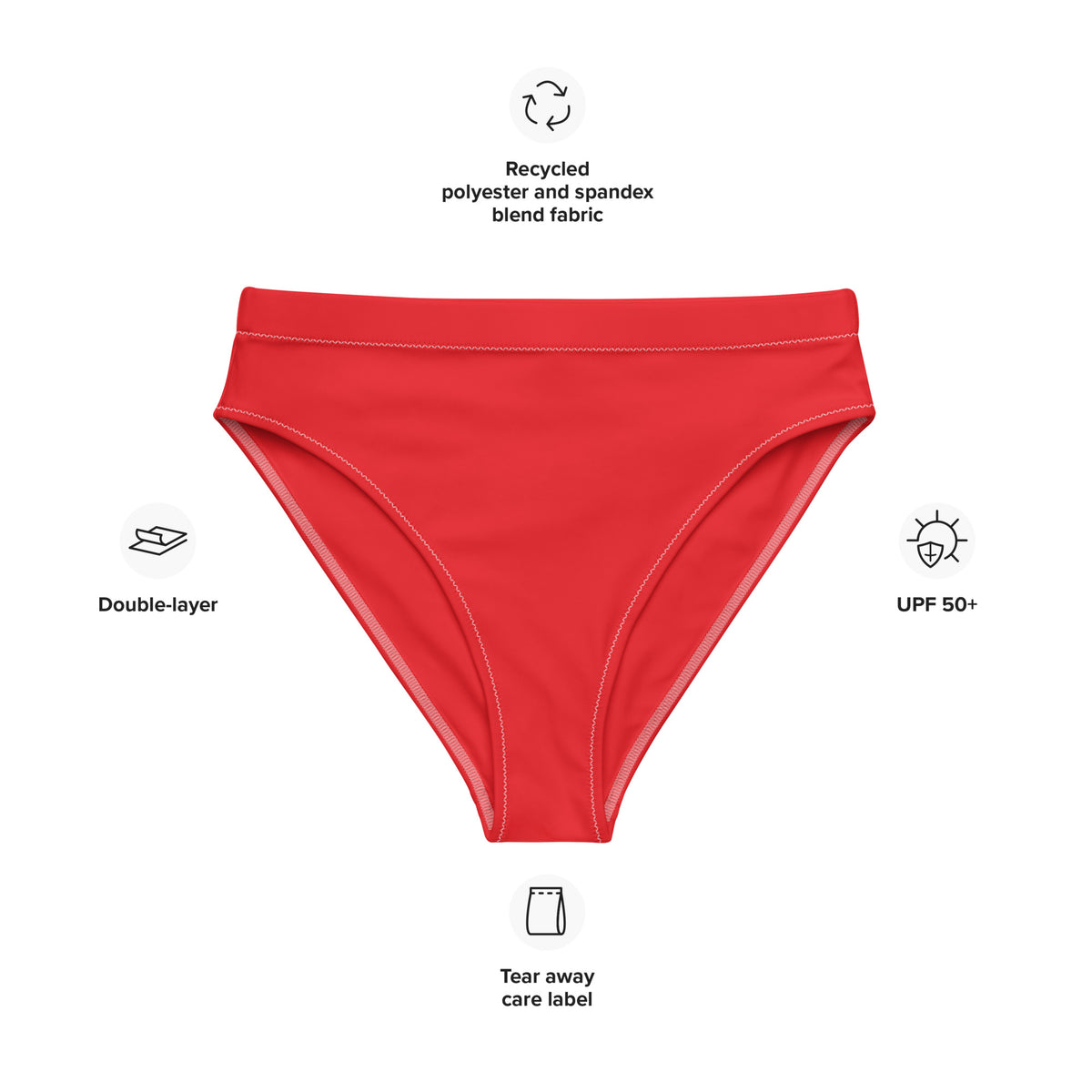 MIAMI ECO HIGH WAISTED BIKINI BOTTOM | RED