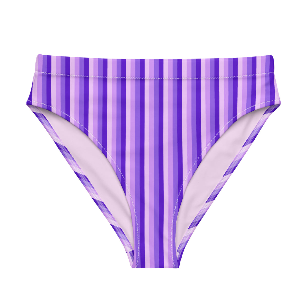 MIAMI ECO HIGH WAISTED BIKINI BOTTOM - PURPLE STRIPES