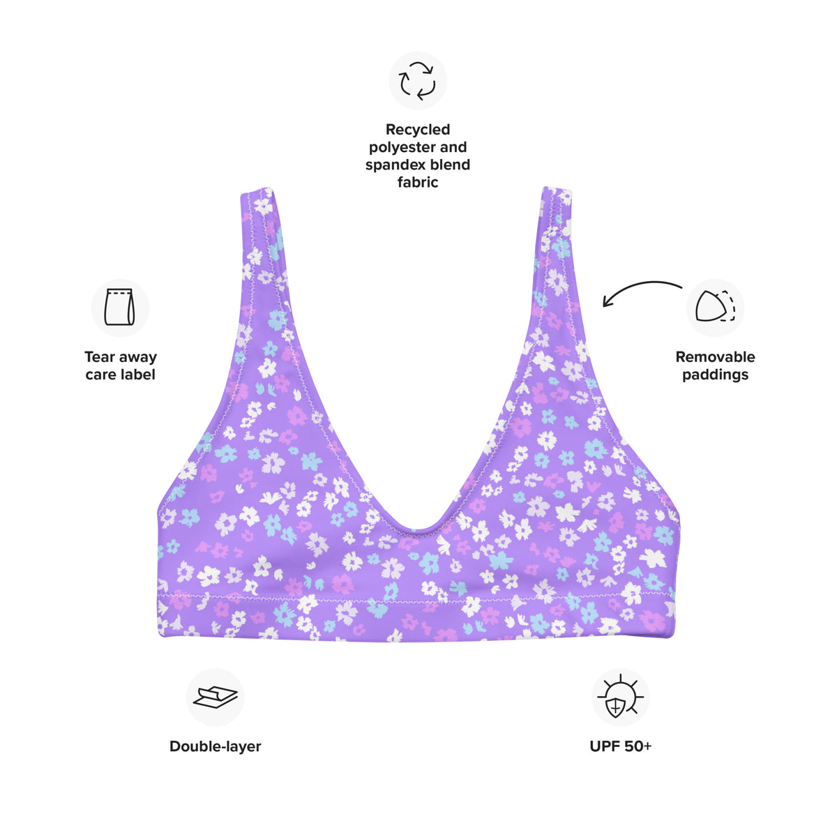 BELLA ECO PADDED BIKINI TOP | PURPLE COLADA ECO