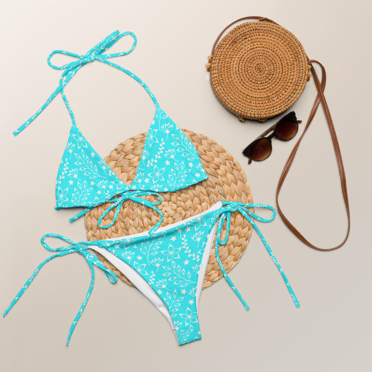 STRING BIKINI SET ECO - GARDEN PARTY LIGHT BLUE