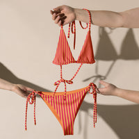 STRING BIKINI SET ECO - ORANGE & RED STRIPES