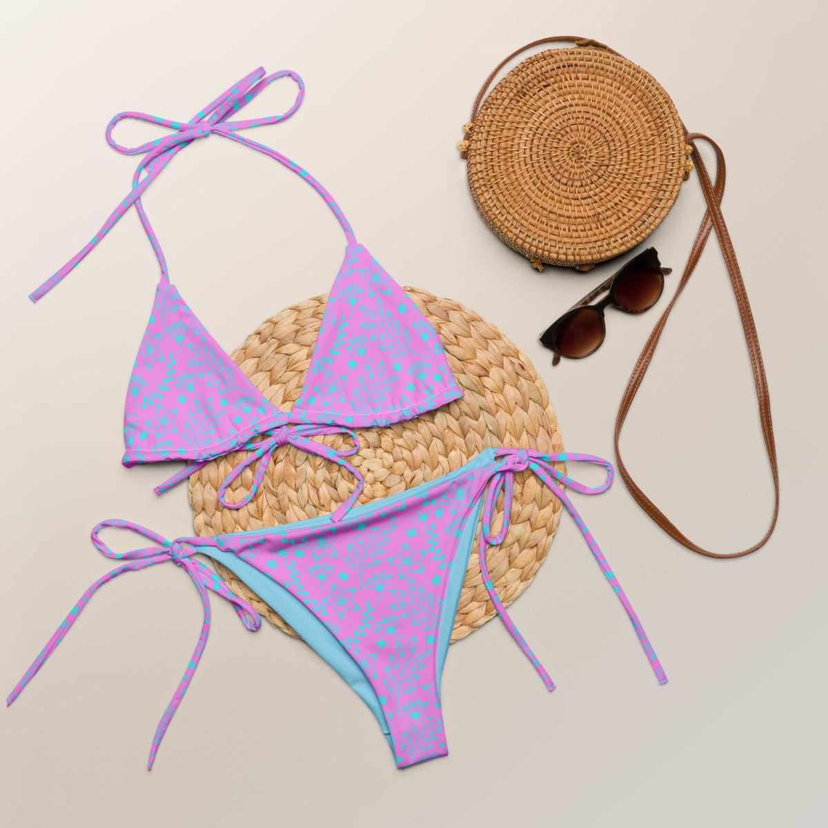 STRING BIKINI SET ECO - GARDEN PARTY LILAC & BLUE HUES