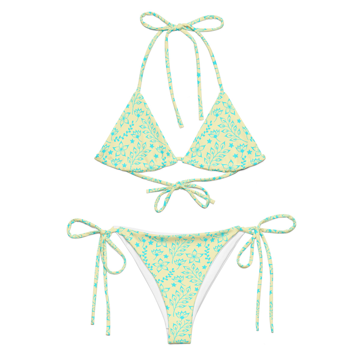 STRING BIKINI SET ECO - GARDEN PARTY SKY BLUE FLORALS