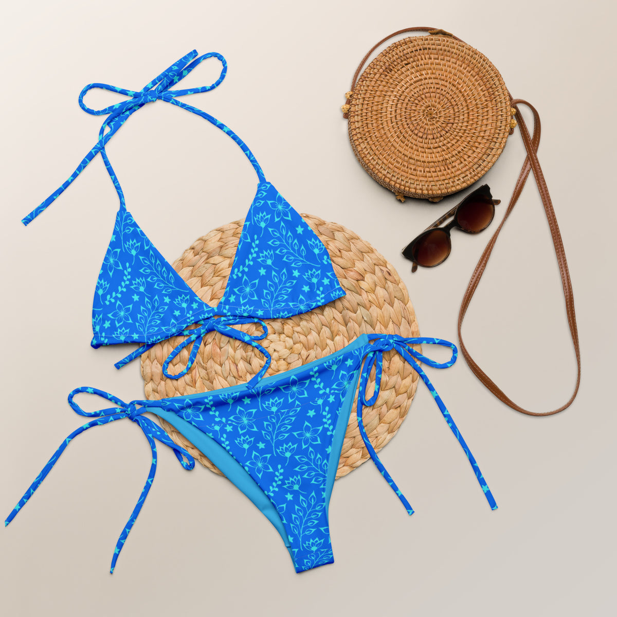 STRING BIKINI SET ECO - GARDEN PARTY BLUE HUES