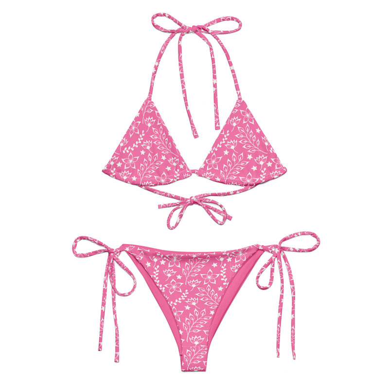 STRING BIKINI SET ECO - GARDEN PARTY PINK – PINKCOLADA