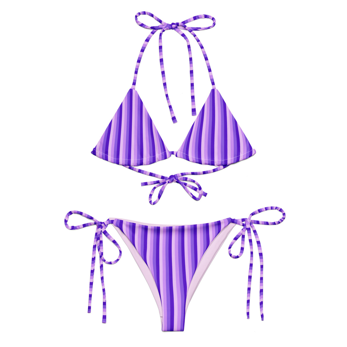 STRING BIKINI SET ECO - PURPLE STRIPES