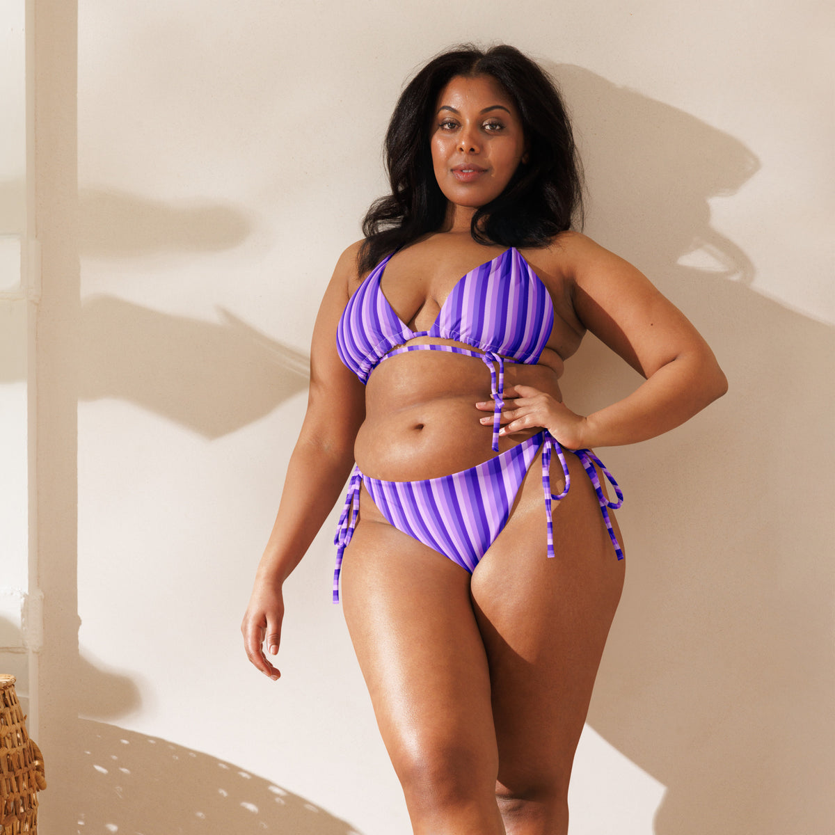 STRING BIKINI SET ECO - PURPLE STRIPES