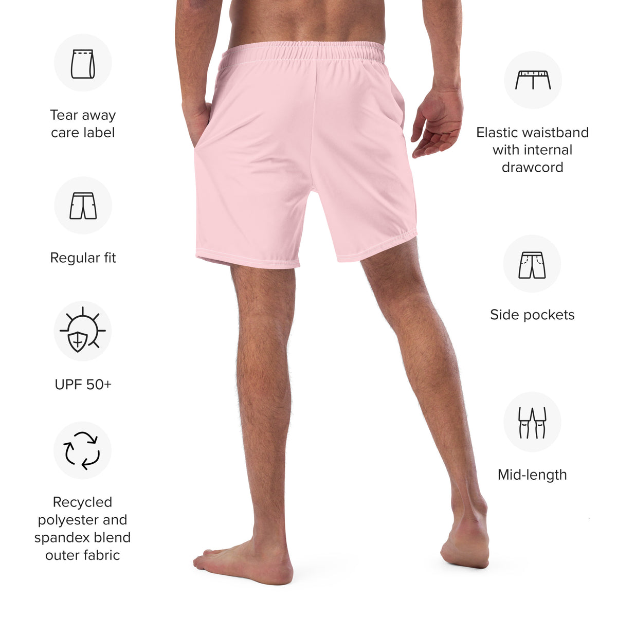 ECO MEN'S SWIM SHORTS - BLUSH PINK