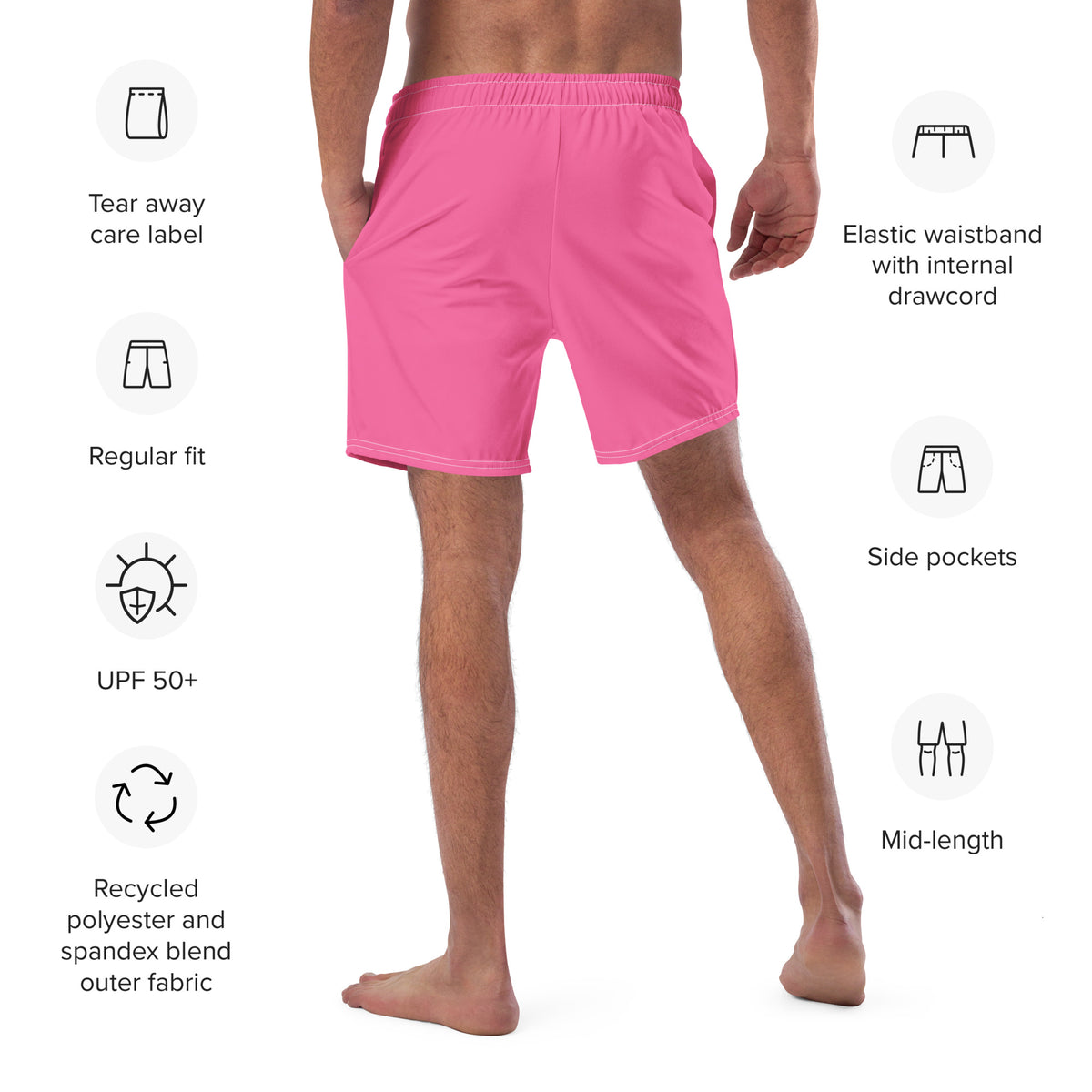 ECO MEN'S SWIM SHORTS - ROSE PINK