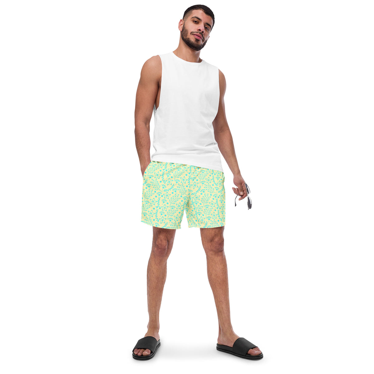 ECO MEN'S SWIM SHORTS | GARDEN PARTY SKY BLUE FLORALS