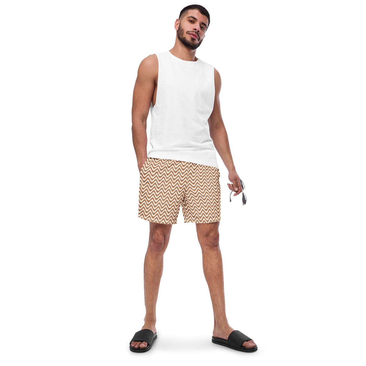 ECO MEN'S SWIM SHORTS - ZIG CHOCOLATE