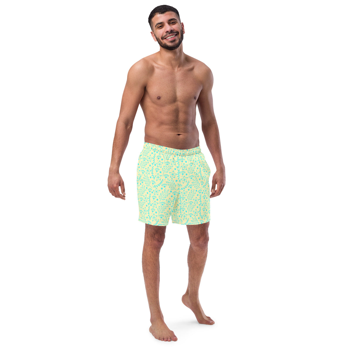 ECO MEN'S SWIM SHORTS | GARDEN PARTY SKY BLUE FLORALS