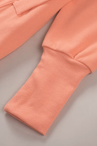 Orange Snap Button Long Sleeve Oversized Hoodie