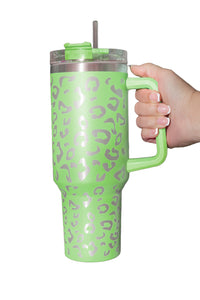 Purple 304 Leopard Stainless Double Insulated Tumbler Mug with Handle